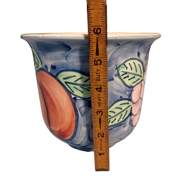 Vintage Secla Portugal Ceramic Pottery Bowl Planter Flower Pot Fruit Motif - Picture 6 of 7